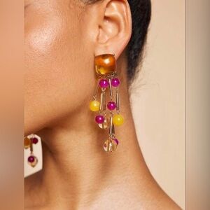 ✨ Statement Beaded Drop Earrings – Amber & Berry Tones